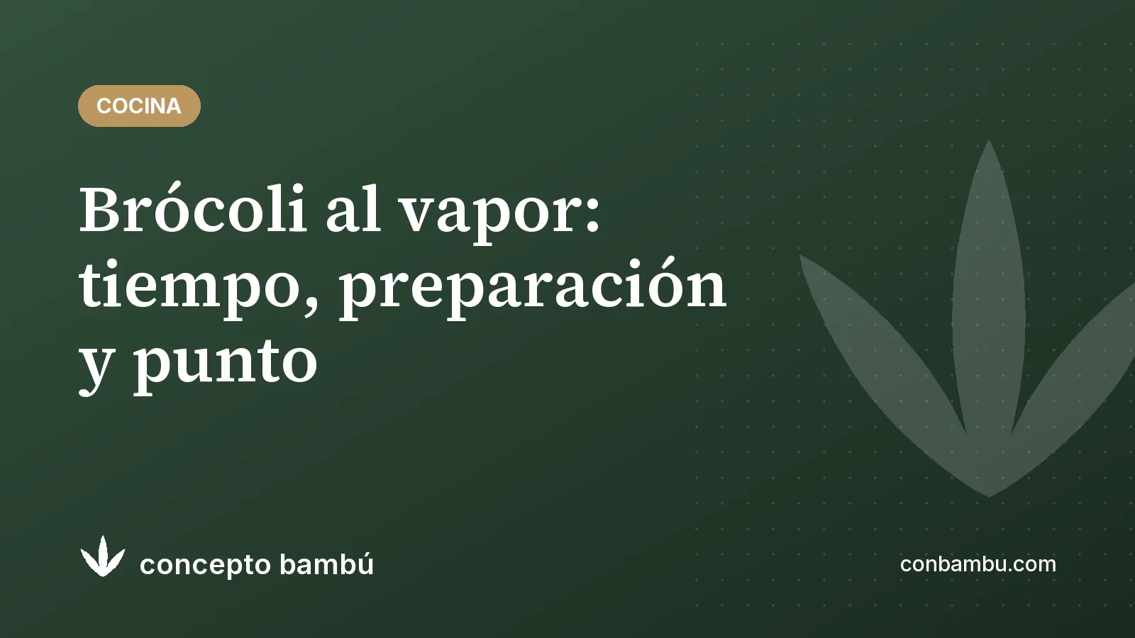 Portada del artículo «Brócoli al vapor: tiempo, preparación y punto» con el logotipo de Concepto Bambú