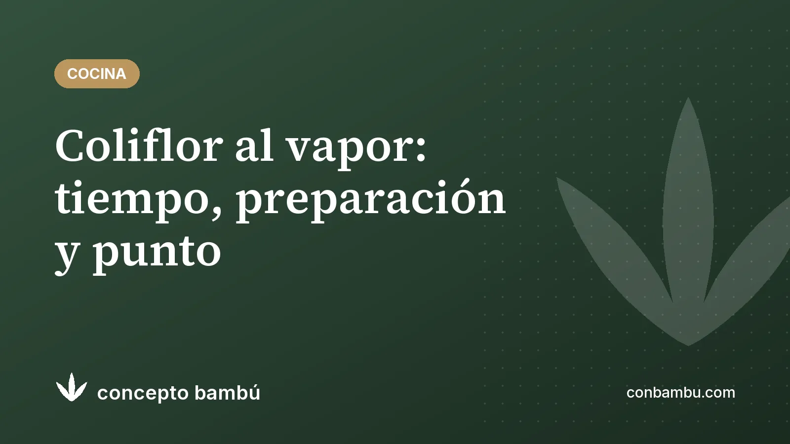 Portada del artículo «Coliflor al vapor: tiempo, preparación y punto» con el logotipo de Concepto Bambú
