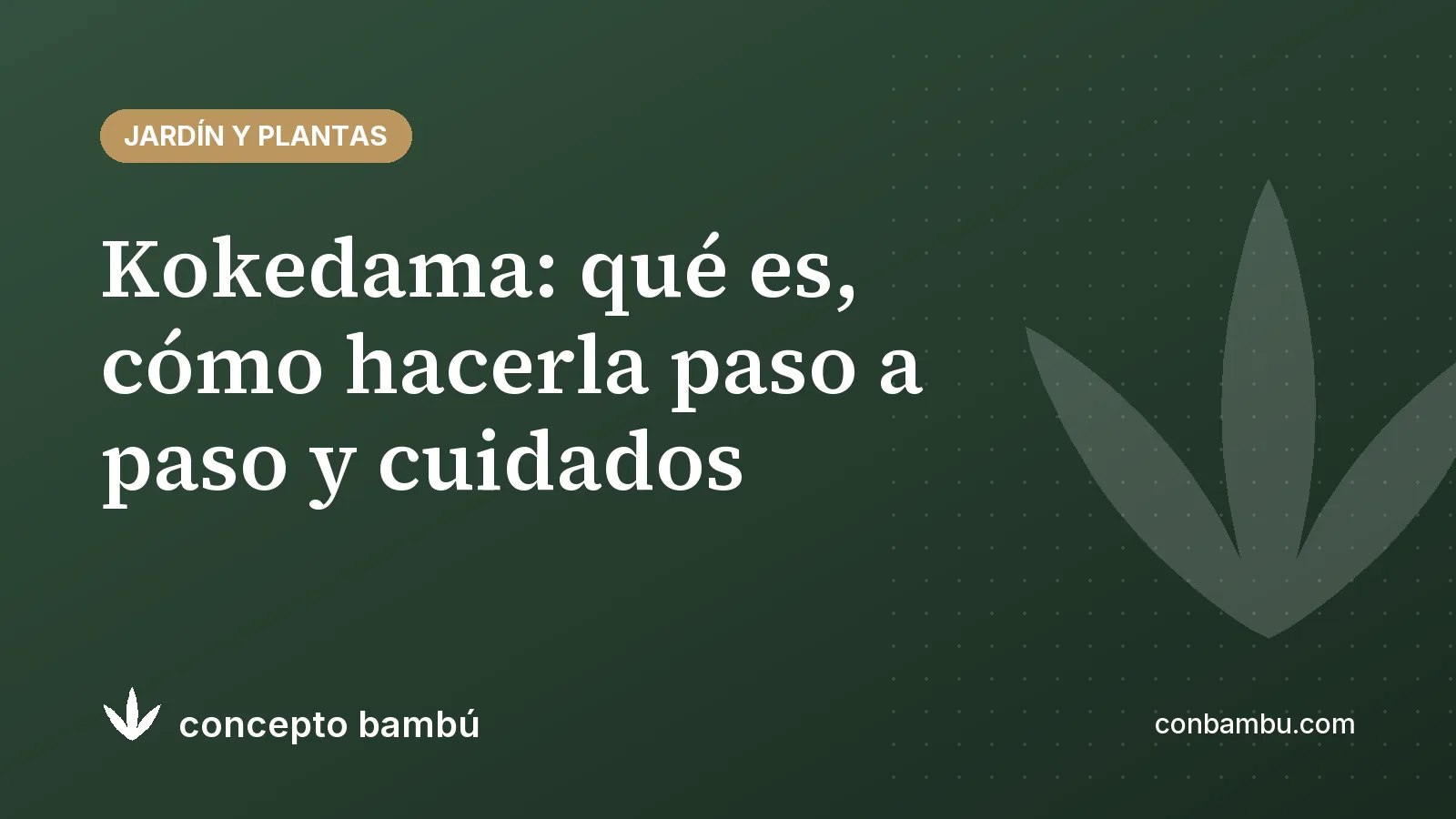 Portada del artículo «Kokedama: qué es, cómo hacerla paso a paso y cuidados» con el logotipo de Concepto Bambú