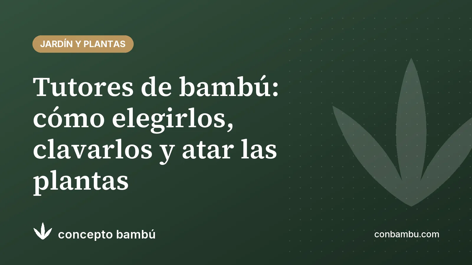Portada del artículo «Tutores de bambú: cómo elegirlos, clavarlos y atar las plantas» con el logotipo de Concepto Bambú